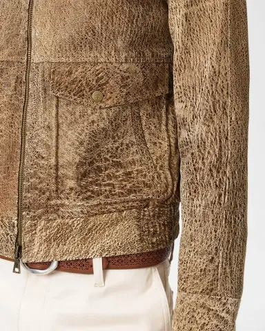 JOHN VARVATOS Men's Apollo Textured Leather Jacket | Thumbnail 6