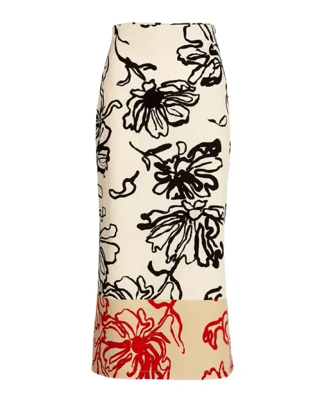 Silvia Tcherassi Atira Sketch-Print High-Waist Midi Skirt