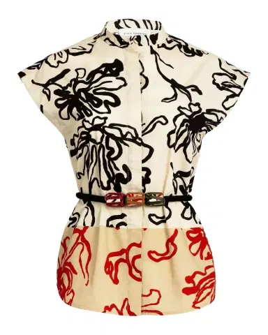 Silvia Tcherassi Adele Belted Floral Blouse | Thumbnail 1 Silvia Tcherassi Adele Belted Floral Blouse | Thumbnail 1