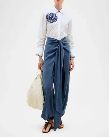 Silvia Tcherassi Karis Embroidered Button-Front Blouse | Thumbnail 2