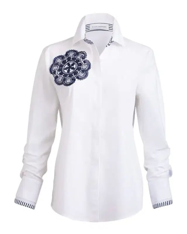 Silvia Tcherassi Karis Embroidered Button-Front Blouse