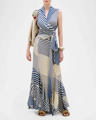 Silvia Tcherassi Joaquina Striped Wrap Blouse | Thumbnail 2 Silvia Tcherassi Joaquina Striped Wrap Blouse | Thumbnail 2
