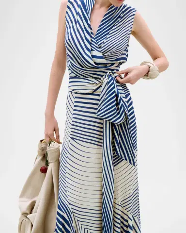 Silvia Tcherassi Joaquina Striped Wrap Blouse | Thumbnail 4 Silvia Tcherassi Joaquina Striped Wrap Blouse | Thumbnail 4