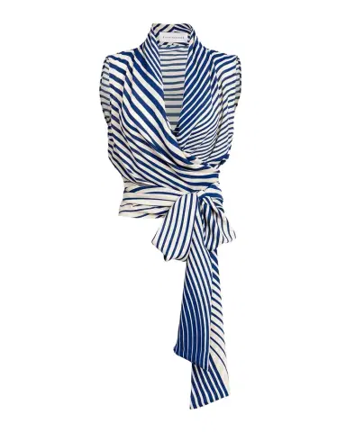 Silvia Tcherassi Joaquina Striped Wrap Blouse | Thumbnail 1 Silvia Tcherassi Joaquina Striped Wrap Blouse | Thumbnail 1