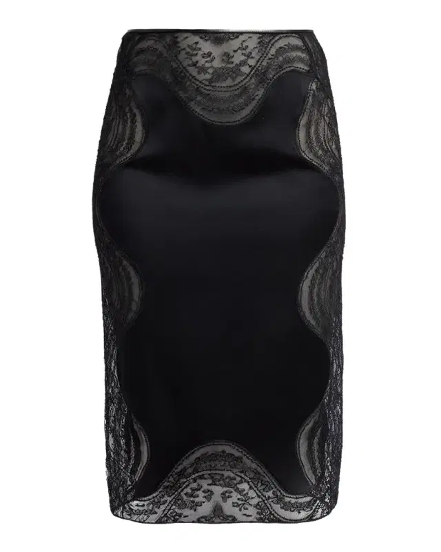 TOM FORD Lace-Trim Crepe Envers Satin Knee-Length Skirt