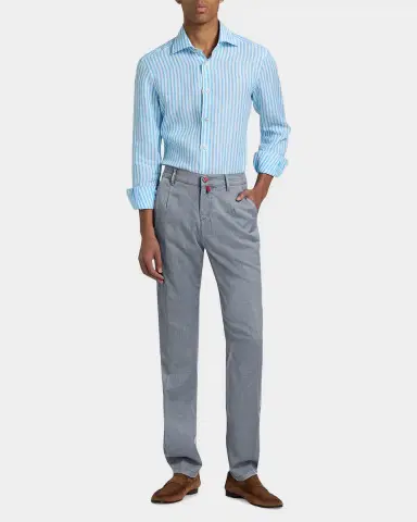 Kiton Men's Stretch-Cotton Straight-Leg Trousers | Thumbnail 2