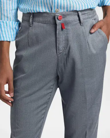 Kiton Men's Stretch-Cotton Straight-Leg Trousers | Thumbnail 5