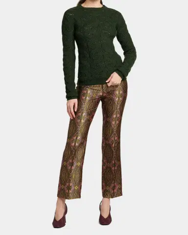 Etro Wool-Blend Pointelle Cable Knit Crewneck Sweater | Thumbnail 2 Etro Wool-Blend Pointelle Cable Knit Crewneck Sweater | Thumbnail 2