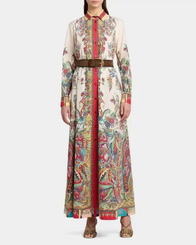 Etro Paisley-Print Cotton Belted Maxi Shirtdress | Thumbnail 2 Etro Paisley-Print Cotton Belted Maxi Shirtdress | Thumbnail 2