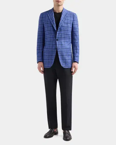 Kiton Men's Checked Cashmere-Cotton-Silk Sport Coat | Thumbnail 2