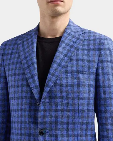 Kiton Men's Checked Cashmere-Cotton-Silk Sport Coat | Thumbnail 5