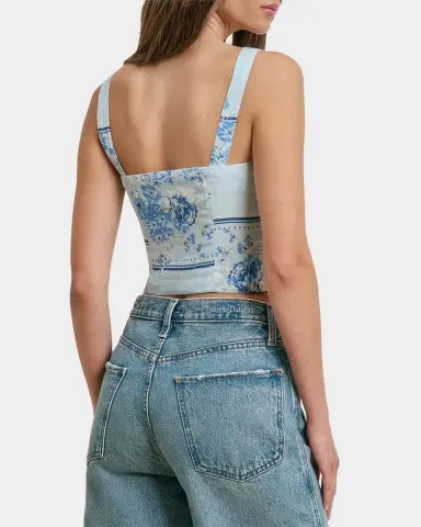 Favorite Daughter The There For You Floral Linen Crop Top | Thumbnail 2