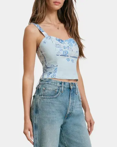 Favorite Daughter The There For You Floral Linen Crop Top | Thumbnail 4