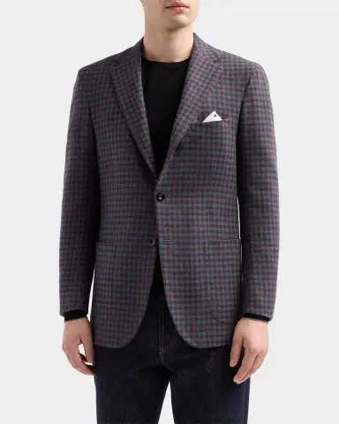 Kiton Men's Checked Cashmere Sport Coat | Thumbnail 4
