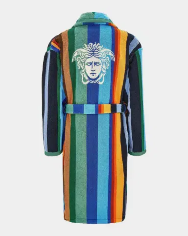 Versace Men's Medusa Jacquard Striped Terry Robe | Thumbnail 2