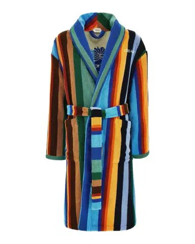 Versace Men's Medusa Jacquard Striped Terry Robe | Thumbnail 1