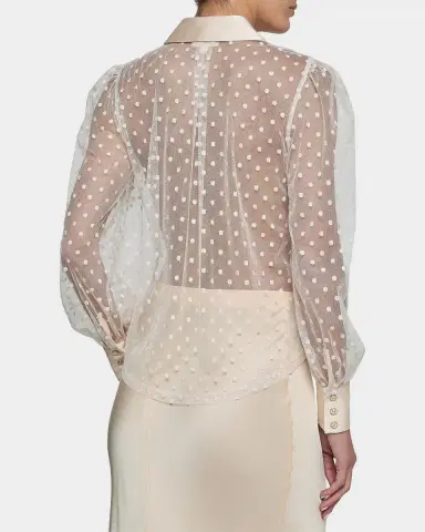 L'Agence Sophie Sheer Swiss Dot Blouse | Thumbnail 3 L'Agence Sophie Sheer Swiss Dot Blouse | Thumbnail 3