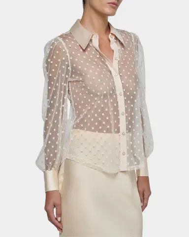 L'Agence Sophie Sheer Swiss Dot Blouse | Thumbnail 5 L'Agence Sophie Sheer Swiss Dot Blouse | Thumbnail 5