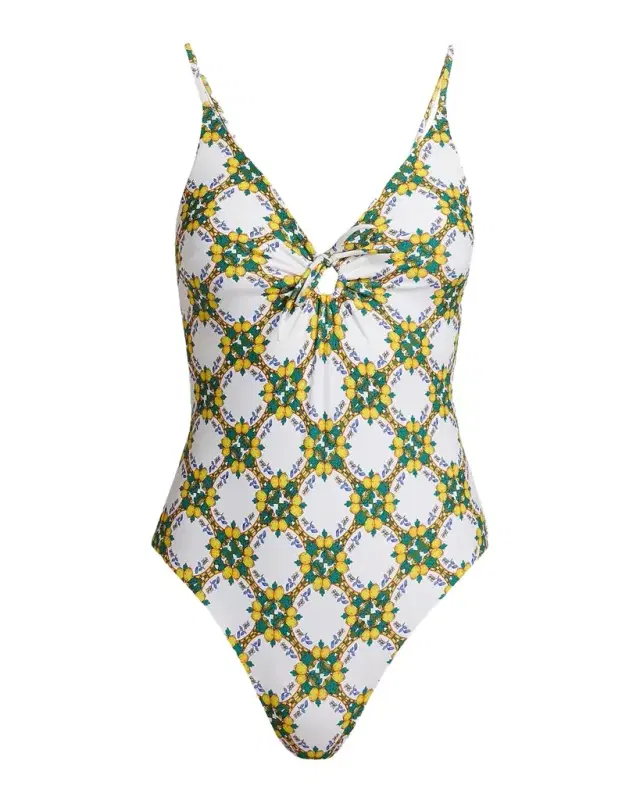 Milly Lemon Tile Ring One-Piece Swimsuit
