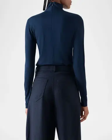 Akris punto Mock Neck Long-Sleeve Jersey Top | Thumbnail 3 Akris punto Mock Neck Long-Sleeve Jersey Top | Thumbnail 3