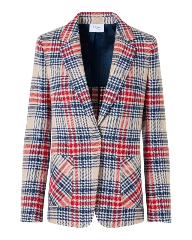 Akris punto Plaid Wool-Blend Tweed Blazer