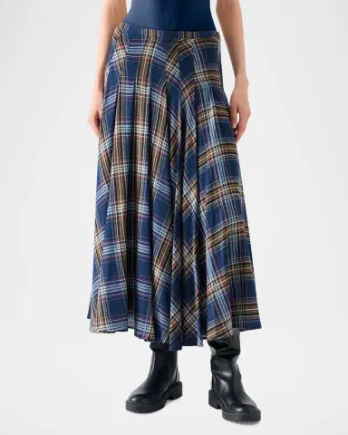 Akris punto Plaid Lightweight Wool Blend Shelley Midi Skirt | Thumbnail 2