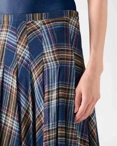Akris punto Plaid Lightweight Wool Blend Shelley Midi Skirt | Thumbnail 5