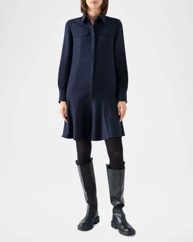 Akris punto Wool Flannel Mini Shirtdress | Thumbnail 2