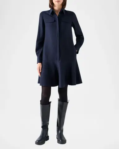Akris punto Wool Flannel Mini Shirtdress | Thumbnail 4