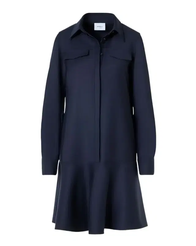 Akris punto Wool Flannel Mini Shirtdress