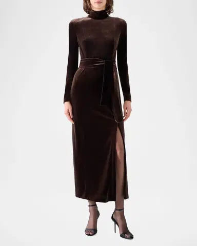 Akris punto Techno Stretch Velvet Midi Dress | Thumbnail 2 Akris punto Techno Stretch Velvet Midi Dress | Thumbnail 2