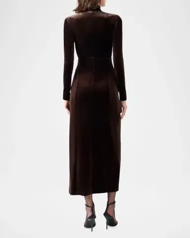 Akris punto Techno Stretch Velvet Midi Dress | Thumbnail 3 Akris punto Techno Stretch Velvet Midi Dress | Thumbnail 3