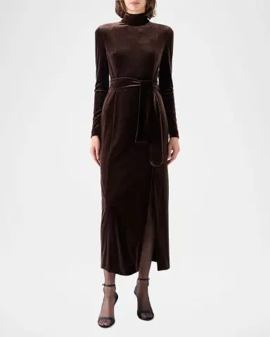 Akris punto Techno Stretch Velvet Midi Dress | Thumbnail 4 Akris punto Techno Stretch Velvet Midi Dress | Thumbnail 4