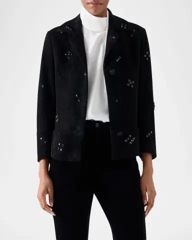 Akris punto Crystal Goat Suede Single-Breasted Jacket | Thumbnail 4
