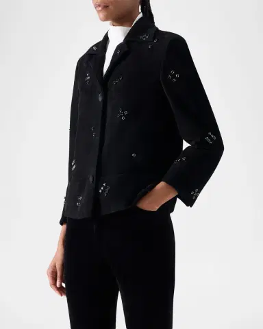 Akris punto Crystal Goat Suede Single-Breasted Jacket | Thumbnail 6