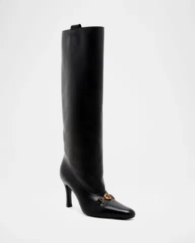 Versace 90mm La Medusa Leather Knee-High Boots | Thumbnail 6 Versace 90mm La Medusa Leather Knee-High Boots | Thumbnail 6