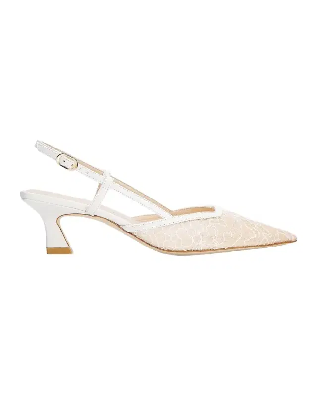 Stuart Weitzman Vinnie 50MM Floral Lace Slingback Pumps