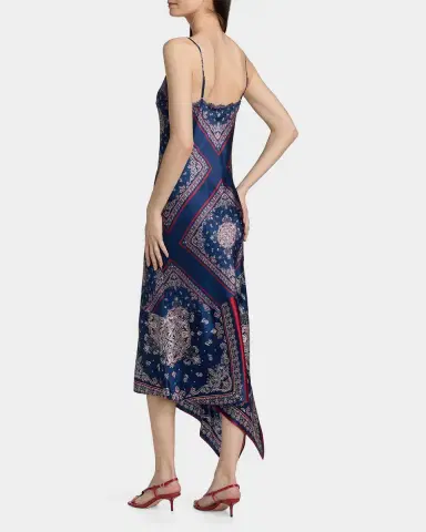 Cami NYC Becky Printed Silk Lace-Trim Midi Dress | Thumbnail 3