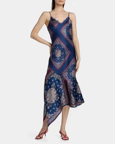 Cami NYC Becky Printed Silk Lace-Trim Midi Dress | Thumbnail 4