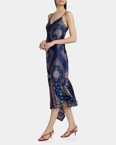 Cami NYC Becky Printed Silk Lace-Trim Midi Dress | Thumbnail 7
