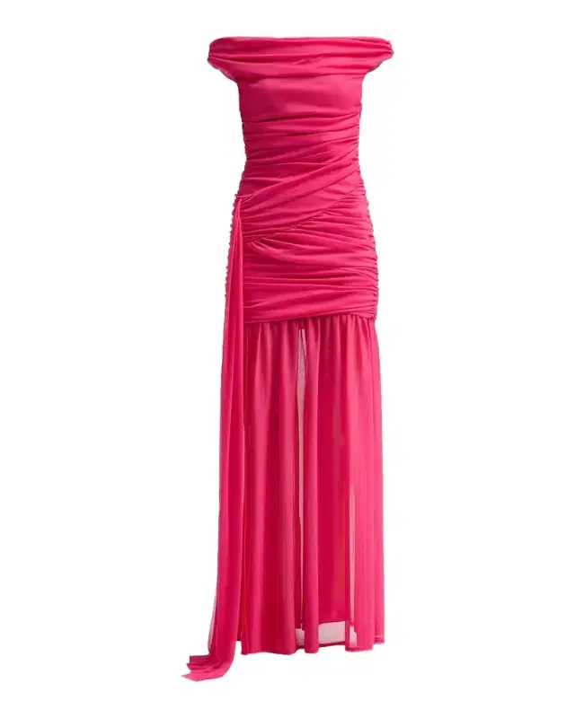 Black Halo Amara Ruched Off-The-Shoulder Gown