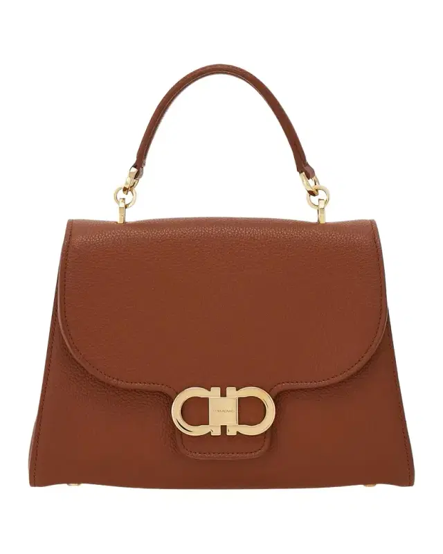 Ferragamo Double Gancini Leather Top Handle Bag