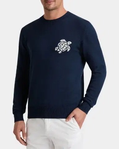Vilebrequin Men's Turtle Cotton-Cashmere Crewneck Sweater | Thumbnail 2
