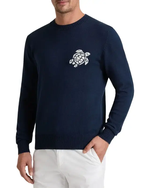 Vilebrequin Men's Turtle Cotton-Cashmere Crewneck Sweater