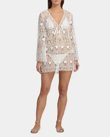 Milly Viara Crochet-Knit Cover-Up Mini Dress | Thumbnail 2 Milly Viara Crochet-Knit Cover-Up Mini Dress | Thumbnail 2
