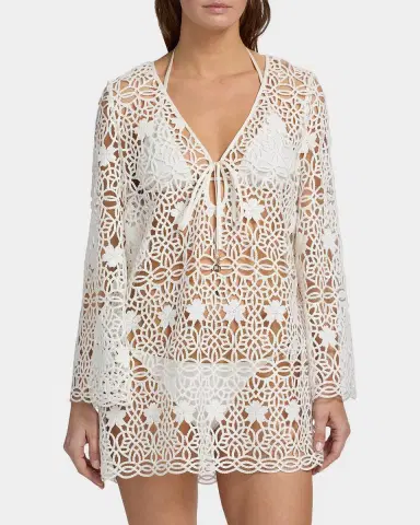 Milly Viara Crochet-Knit Cover-Up Mini Dress | Thumbnail 4 Milly Viara Crochet-Knit Cover-Up Mini Dress | Thumbnail 4