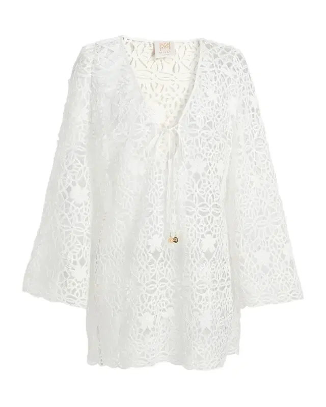 Milly Viara Crochet-Knit Cover-Up Mini Dress