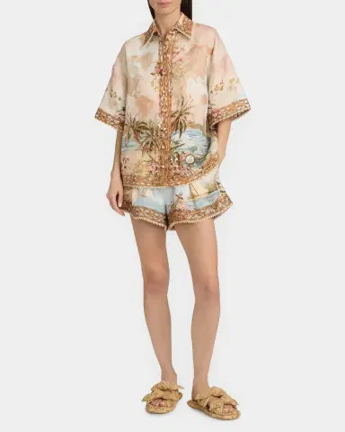 Zimmermann Mahon Island Print Linen Shirt | Thumbnail 2
