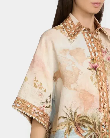Zimmermann Mahon Island Print Linen Shirt | Thumbnail 4