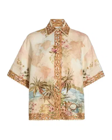 Zimmermann Mahon Island Print Linen Shirt | Thumbnail 1